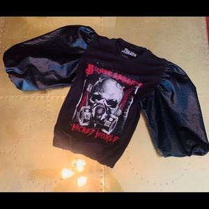 Black Sabbath Punk Puffy Leather Sleeve Shirt.